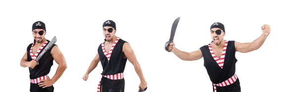 Mann im Piratenkostüm im Halloween-Konzept — Stockfoto