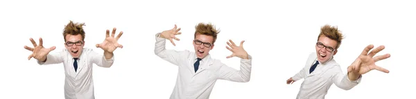 Grappige dokter geïsoleerd op wit — Stockfoto