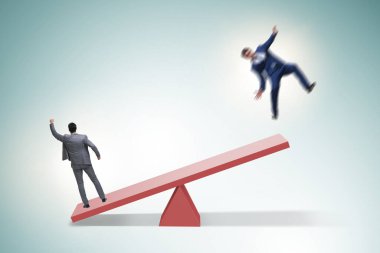 İş adamı ve tahterevalliyle rekabet konsepti