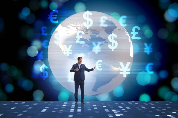 Concept global de transfert et d'échange d'argent avec un homme d'affaires — Photo