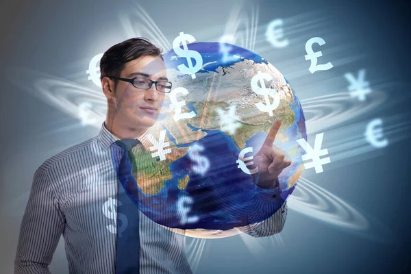 Transferencia de dinero global y concepto de intercambio con hombre de negocios — Foto de Stock