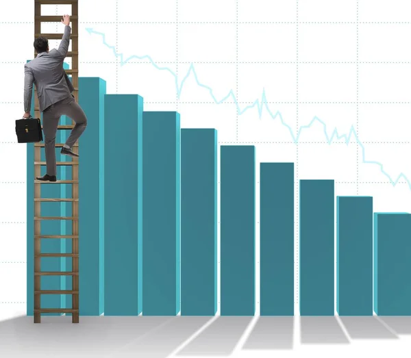 Empresario escalando hacia el crecimiento de las estadísticas — Foto de Stock