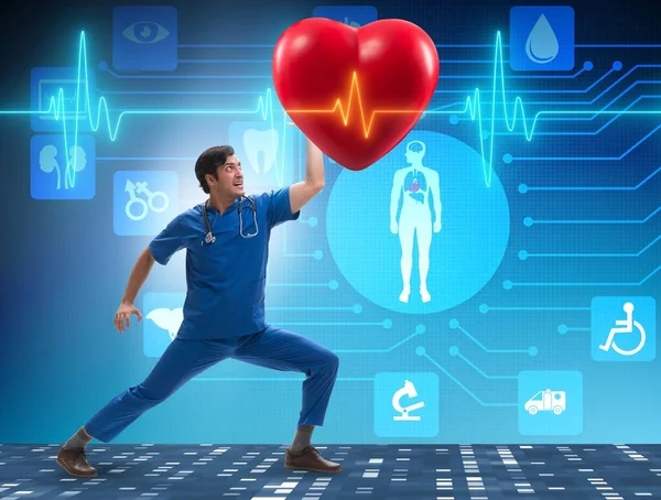 Medico uomo in cardiologia concetto di telemedicina — Foto Stock