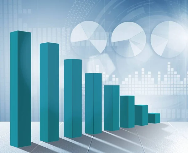 Gráficos de barras de crecimiento en concepto de recuperación económica - 3d renderizado —  Fotos de Stock