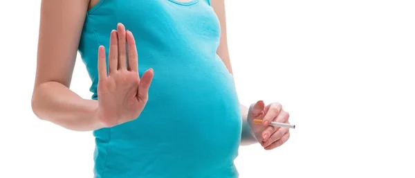 Zwangere vrouw geïsoleerd op witte achtergrond — Stockfoto