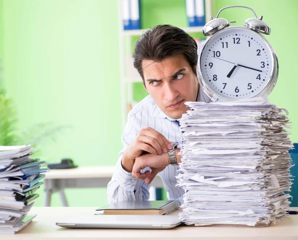 Businessman having problems with paperwork and workload — Stock Photo, Image