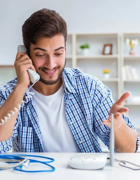 Man enjoying fast internet connection