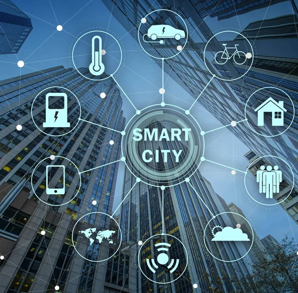 Concepto de ciudad inteligente e internet de las cosas —  Fotos de Stock