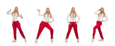 Bir kadın beyaza baş parmak işareti yapıyor.