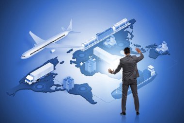 İş adamıyla küresel lojistik kavramı