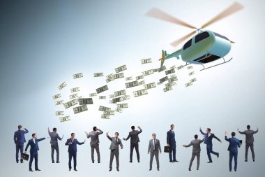 Helikopter para konseptinde iş adamı