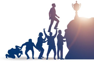 Kariyer gelişimi konsepti iş adamlarının merdivenlere tırmanması