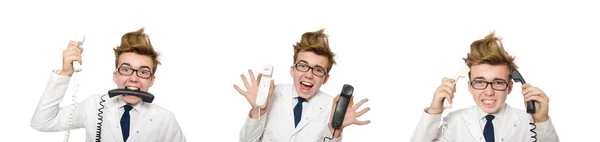 Смішний лікар ізольований на білому — стокове фото