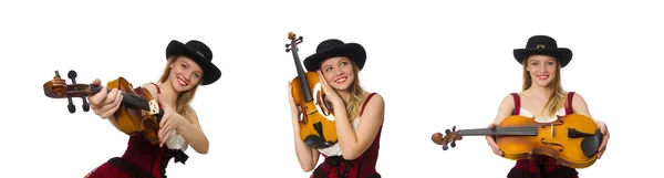 Young violin player isolated on white — Stock Photo, Image