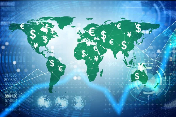 Koncepcja globalnego transferu i wymiany pieniędzy — Zdjęcie stockowe