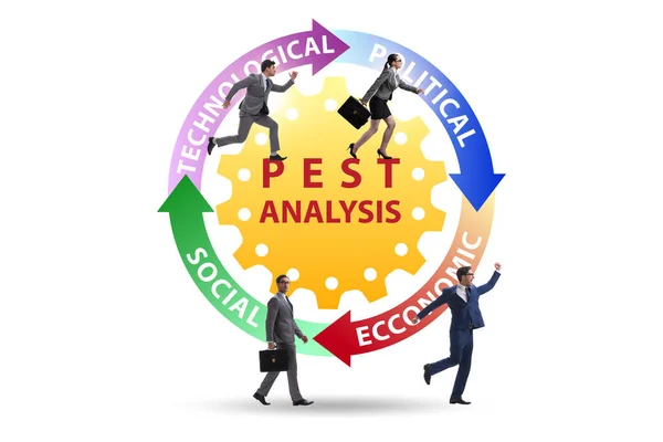 Üzletemberek a PEST elemzés üzleti koncepció — Stock Fotó