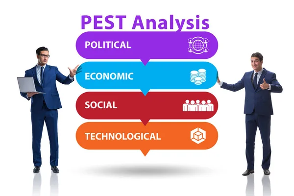 Business people in PEST analisi business concept — Foto Stock