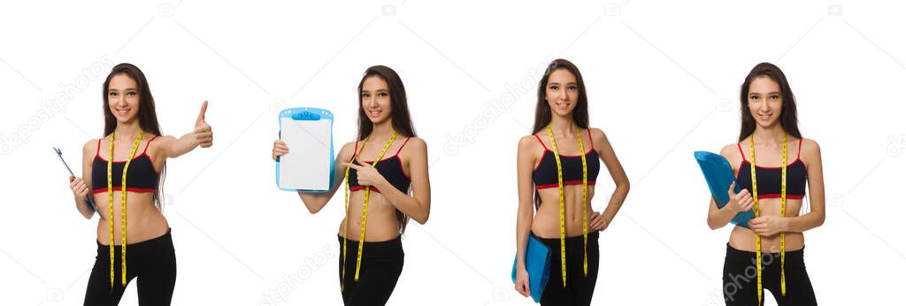 Girl in sport suit isolated on white — Stock Image Girl in sport suit isolated on white Royalty Free Stock Images