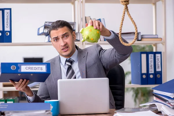 Young male employee committing suicide at workplace — Stock Photo, Image