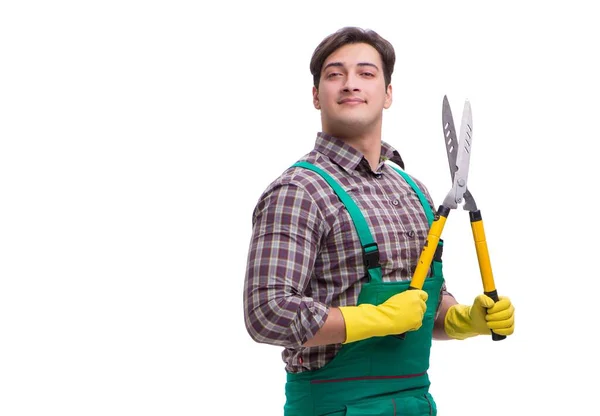 The young man gardener isolated on white — Stock Photo, Image