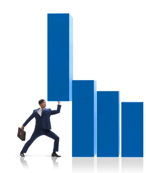 Ekonomideki büyümeyi destekleyen işadamı grafikte — Stok fotoğraf