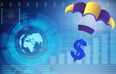 Dolar cinsinden altın paraşüt çizimi kavramı