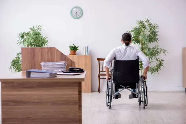 Young disabled employee suffering at workplace