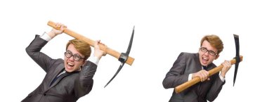 Silahlı genç iş adamı beyazlara izole edildi.