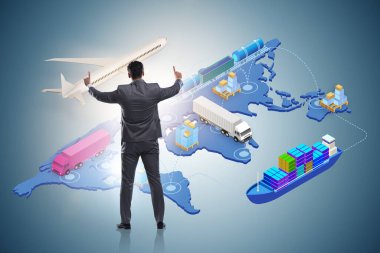 İş adamıyla küresel lojistik kavramı