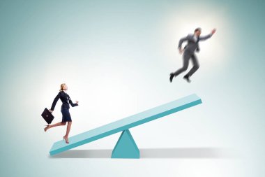 İş adamı ve tahterevalliyle rekabet konsepti