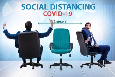 Coronavirus salgını sırasında ofis sosyal mesafelendirme kavramı