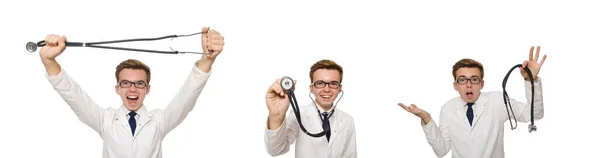 Vtipný doktor izolovaný na bílém — Stock fotografie