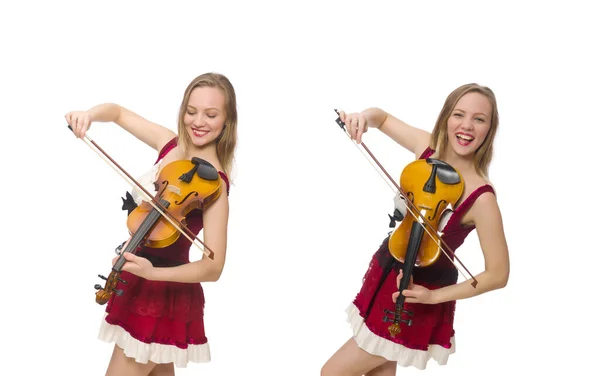 Young violin player isolated on white — Stock Photo, Image