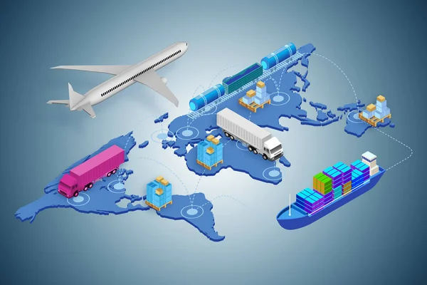 Global logistics concept - 3D απόδοση — Φωτογραφία Αρχείου