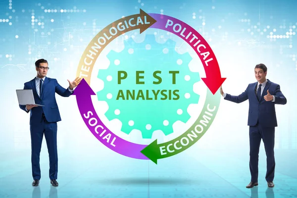 商业人士在PEST分析商业概念 — 图库照片