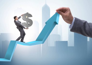 Ekonomideki büyümeyi destekleyen işadamı grafikte