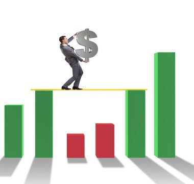 Bar çizelgeleriyle iş dünyasındaki genç işadamı