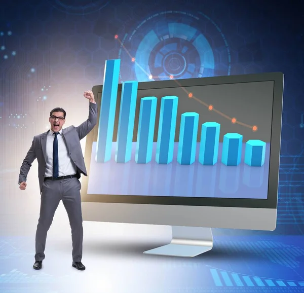 Ekonomik tahminde bulunan işadamı grafiklerle ilgili bir konsept