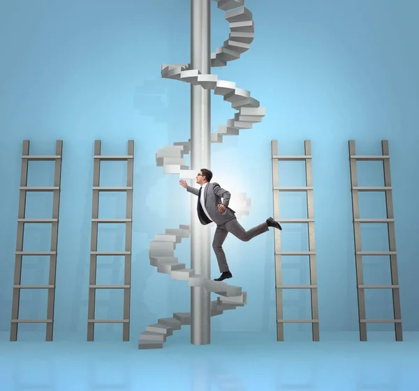 Career progression concept with ladders and staircase — Stock Photo, Image