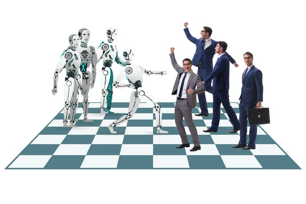 Concept of rivalry between robots and humans — Stock Photo, Image