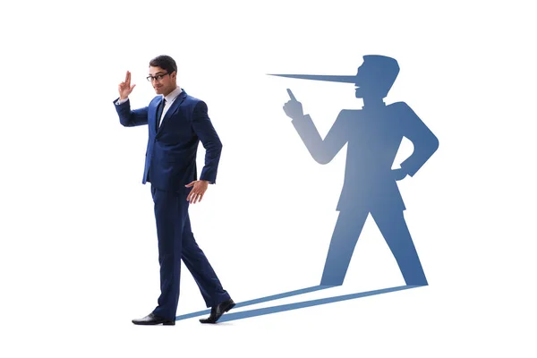 Concept of businessman liar with his shadow — Stock Photo, Image
