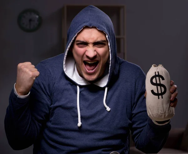 Hacker con saco de dinero — Foto de Stock