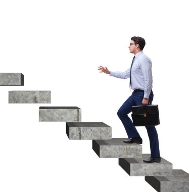İş adamı iş dünyasında kariyer basamaklarını tırmanıyor