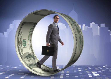 Hamster Wheel 'deki işadamı dolarları kovalıyor.