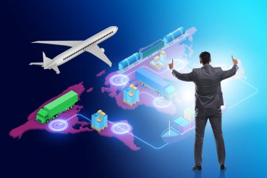 İş adamıyla küresel lojistik kavramı