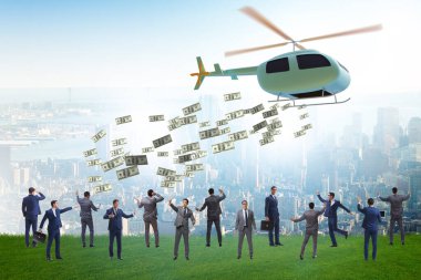 Helikopter para konseptinde iş adamı