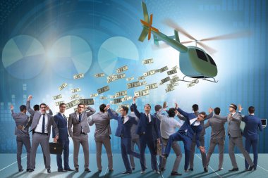 Helikopter para konseptinde iş adamı