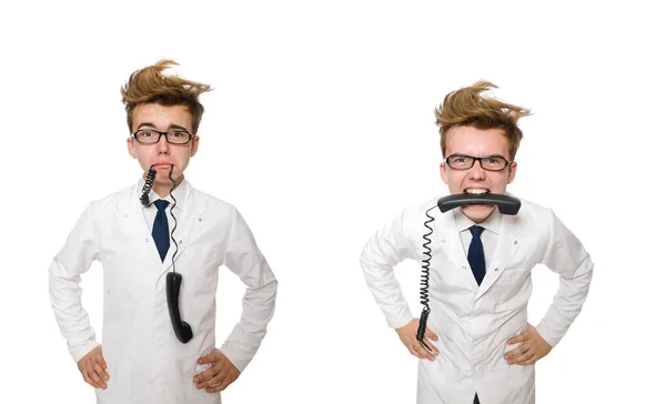 Funny doctor isolated on white — Stock Photo, Image
