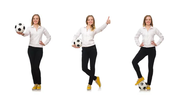 Kvinna bär sportdräkt isolerad på vit — Stockfoto