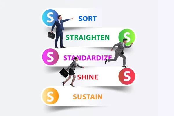 Zakelijke mensen in 5S werkorganisatie concept — Stockfoto